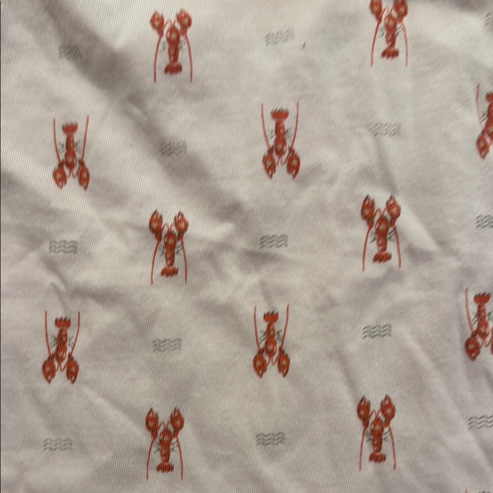 Feather Baby 100% Pima Cotton Yoke Romper w/ Lobster Print on Light Pink - Picture 4 of 7